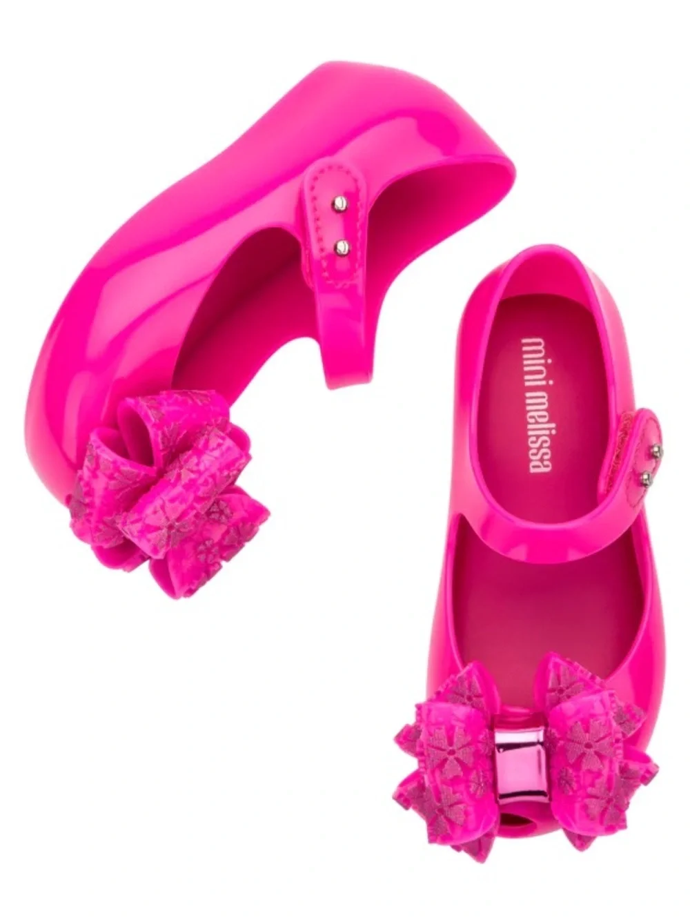 Mini Melissa Ultra Girl size 5 Pink Girls' Jelly Mary Janes with Bow Accent